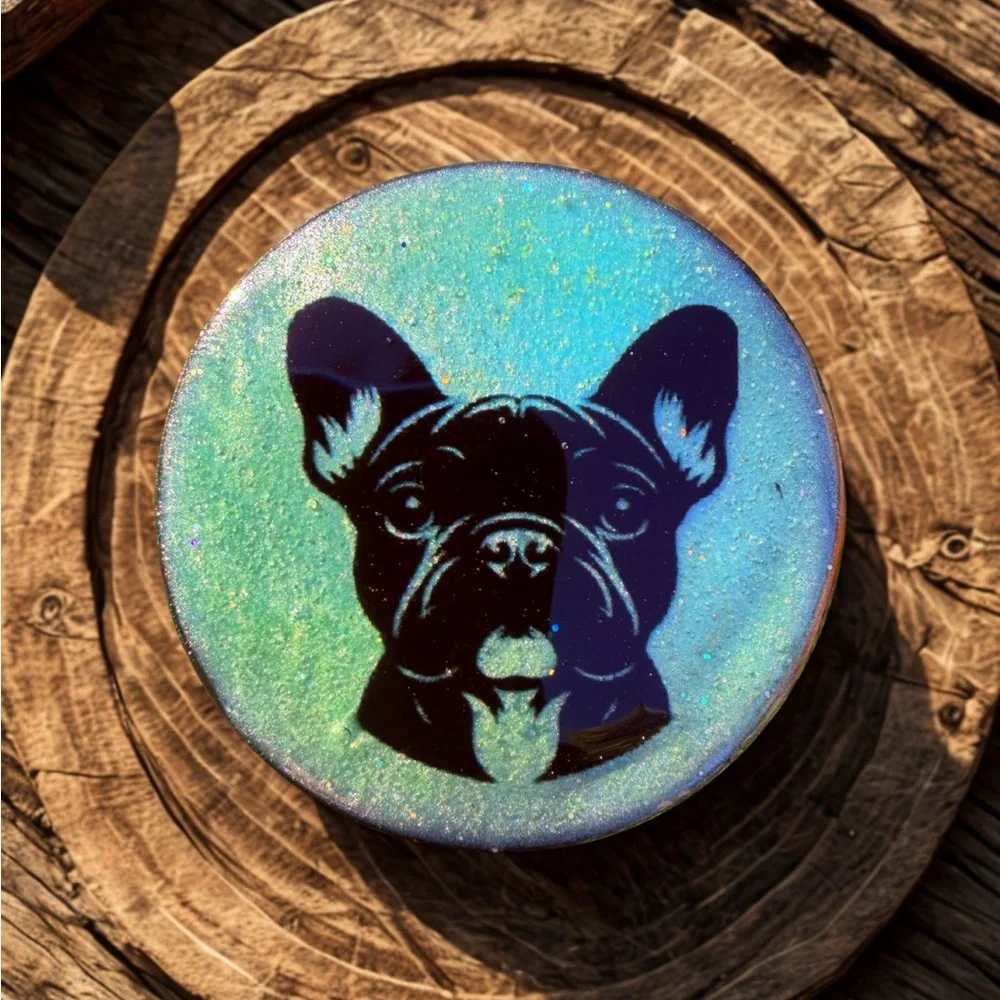 Stylish Black and Green French Bulldog Phone Grip Popsocket